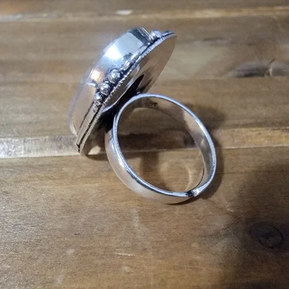 Native Shell Fossil Agate Gemstone Ring Size 6.5 Silver Women Jewelry 92… - Picture 3 of 3